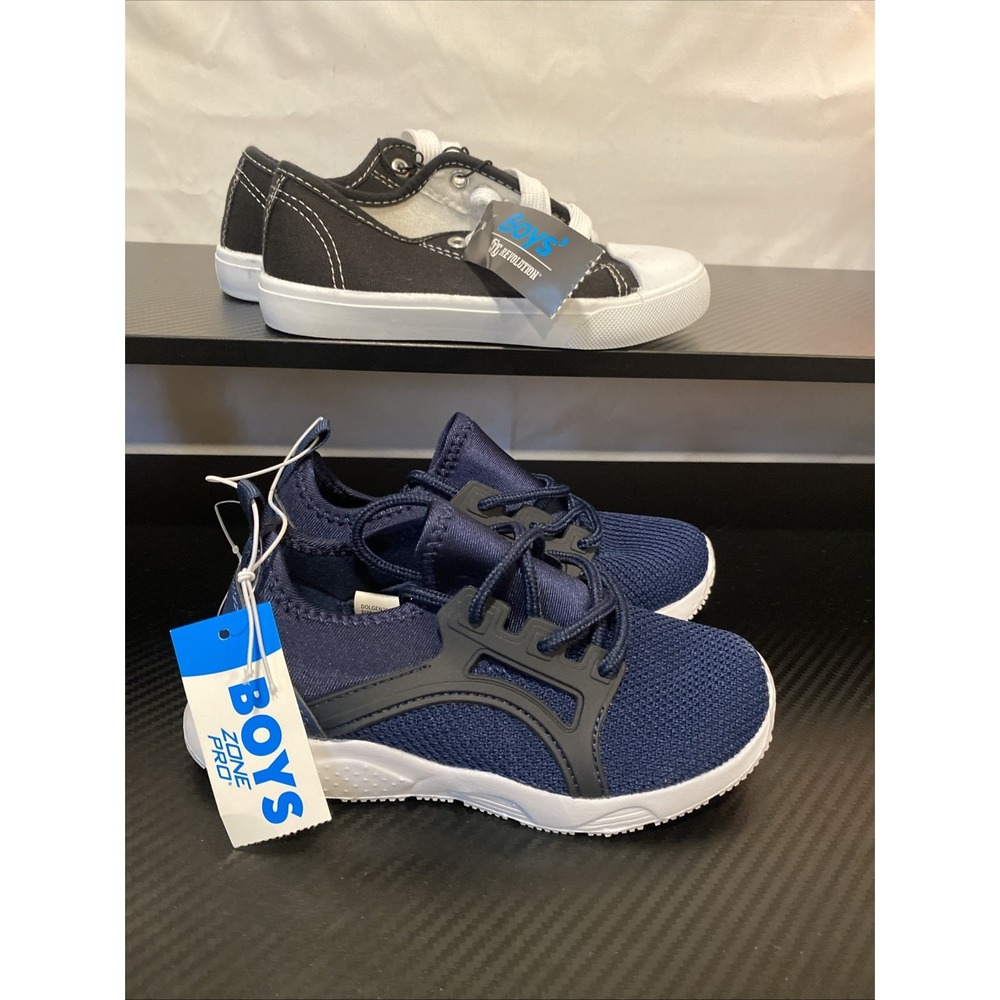 2x Boys Size 11 Zone Pro Boy's Mesh Lace-Up Sneakers & Revolution Canvas Shoes‎